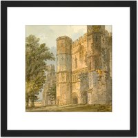 Artery8 Girtin The Gatehouse Of Battle Abbey Sussex 1794 Painting 8X8 Inch Square Wooden Framed Wall Art Print Picture with Mount in Black