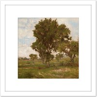 Artery8 Inness The Elm Tree C1880 Painting 8X8 Inch Square Wooden Framed Wall Art Print Picture with Mount in White