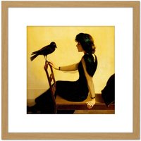 Artery8 Harry Willson Watrous The Chatterers 1913 Painting 8X8 Inch Square Wooden Framed Wall Art Print Picture with Mount in Light Oak