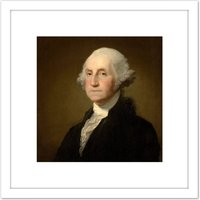 Artery8 Gilbert Stuart George Washington 1796 Painting 8X8 Inch Square Wooden Framed Wall Art Print Picture with Mount in White