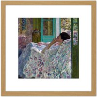 Artery8 Frieseke Afternoon Yellow Room 1910 Painting 8X8 Inch Square Wooden Framed Wall Art Print Picture with Mount in Light Oak