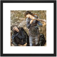 Artery8 Jones Beguiling Merlin Lady Lake Arthur Painting 8X8 Inch Square Wooden Framed Wall Art Print Picture with Mount in Black