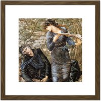 Artery8 Jones Beguiling Merlin Lady Lake Arthur Painting 8X8 Inch Square Wooden Framed Wall Art Print Picture with Mount in Brown