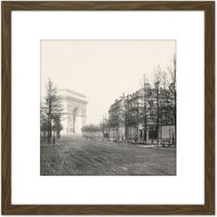 Artery8 Marville Queen Hortense Arc Triomphe Paris 1800S Photo 8X8 Inch Square Wooden Framed Wall Art Print Picture with Mount in Brown