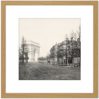 Artery8 Marville Queen Hortense Arc Triomphe Paris 1800S Photo 8X8 Inch Square Wooden Framed Wall Art Print Picture with Mount in Light Oak