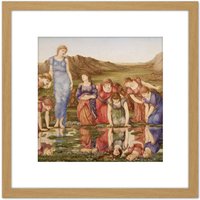 Artery8 Burne Jones The Mirror Of Venus Painting 8X8 Inch Square Wooden Framed Wall Art Print Picture with Mount in Light Oak
