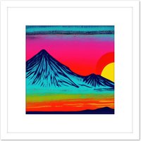 Artery8 Mt Everest Himalayan Mountains Striking Psychedelic Sunset Square Wooden Framed Wall Art Print Picture 8X8 Inch in White