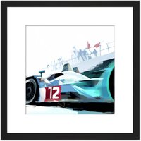 Artery8 Grand Prix F1 Motorsport Racing Car Modern Acrylic Painting Square Wooden Framed Wall Art Print Picture 8X8 Inch in Black