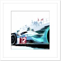 Artery8 Grand Prix F1 Motorsport Racing Car Modern Acrylic Painting Square Wooden Framed Wall Art Print Picture 8X8 Inch in White