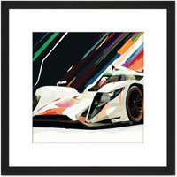 Artery8 Motor Racing Motorsport Grand Prix F1 Vibrant Painting Square Wooden Framed Wall Art Print Picture 8X8 Inch in Black