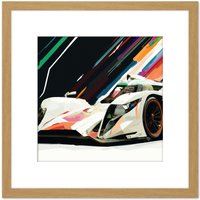 Artery8 Motor Racing Motorsport Grand Prix F1 Vibrant Painting Square Wooden Framed Wall Art Print Picture 8X8 Inch in Light Oak