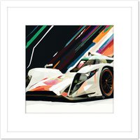 Artery8 Motor Racing Motorsport Grand Prix F1 Vibrant Painting Square Wooden Framed Wall Art Print Picture 8X8 Inch in White