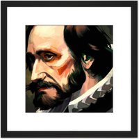 Artery8 William Shakespeare Oil Portrait Painting Square Wooden Framed Wall Art Print Picture 8X8 Inch in Black