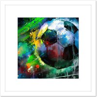 Artery8 Back of the Net Football Soccer Score Goal Abstract Sport Painting Square Wooden Framed Wall Art Print Picture 8X8 Inch in White