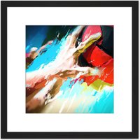 Artery8 Volleyball Hand Sport Abstract Sport Painting Square Wooden Framed Wall Art Print Picture 8X8 Inch in Black