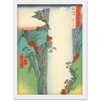 Artery8 Yoro Waterfall Mino Province Utagawa Hiroshige Japan Woodblock Artwork Framed Wall Art Print A4 in White