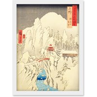 Artery8 Mount Haruna Under Snow Kozuke Province Utagawa Hiroshige Japan Woodblock Artwork Framed Wall Art Print A4 in White