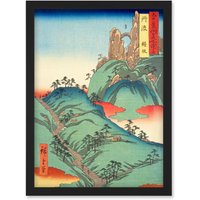 Artery8 Kanegasaka Tanba Province Utagawa Hiroshige Japan Woodblock Artwork Framed Wall Art Print A4 in Black