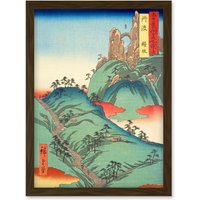 Artery8 Kanegasaka Tanba Province Utagawa Hiroshige Japan Woodblock Artwork Framed Wall Art Print A4 in Brown