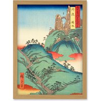 Artery8 Kanegasaka Tanba Province Utagawa Hiroshige Japan Woodblock Artwork Framed Wall Art Print A4 in Light Oak