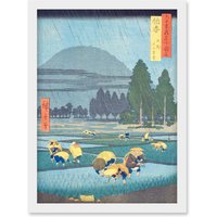 Artery8 Ono, Distant View of Mount Daisen Hoki Province Utagawa Hiroshige Japan Woodblock Artwork Framed Wall Art Print A4 in White