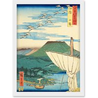 Artery8 Saijo Iyo Province Utagawa Hiroshige Japan Woodblock Artwork Framed Wall Art Print A4 in White