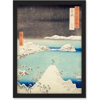 Artery8 Shisa Iki Province Utagawa Hiroshige Japan Woodblock Artwork Framed Wall Art Print A4 in Black