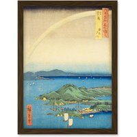 Artery8 A Fine Evening on the Coast, Tsushima Province Tsushima Province Utagawa Hiroshige Japan Woodblock Artwork Framed Wall Art Print A4 in Brown