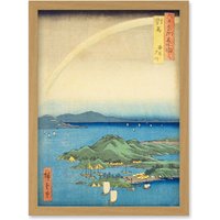 Artery8 A Fine Evening on the Coast, Tsushima Province Tsushima Province Utagawa Hiroshige Japan Woodblock Artwork Framed Wall Art Print A4