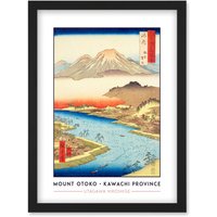 Artery8 Mount Otoko in Hirakata Kawachi Province Utagawa Hiroshige Japan Woodblock Classic Collection Artwork Framed Wall Art Print A4 in Black