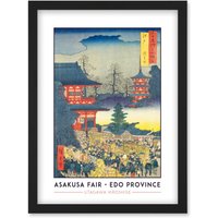 Artery8 Asakusa Fair Edo Province Utagawa Hiroshige Japan Woodblock Classic Collection Artwork Framed Wall Art Print A4 in Black