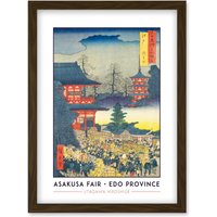 Artery8 Asakusa Fair Edo Province Utagawa Hiroshige Japan Woodblock Classic Collection Artwork Framed Wall Art Print A4 in Brown
