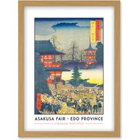 Artery8 Asakusa Fair Edo Province Utagawa Hiroshige Japan Woodblock Classic Collection Artwork Framed Wall Art Print A4 in Light Oak