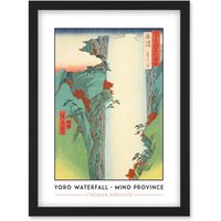 Artery8 Yoro Waterfall Mino Province Utagawa Hiroshige Japan Woodblock Classic Collection Artwork Framed Wall Art Print A4 in Black