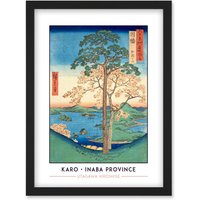 Artery8 Karo, Koyama Inaba Province Utagawa Hiroshige Japan Woodblock Classic Collection Artwork Framed Wall Art Print A4 in Black
