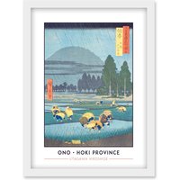 Artery8 Ono, Distant View of Mount Daisen Hoki Province Utagawa Hiroshige Japan Woodblock Classic Collection Artwork Framed Wall Art Print A4 in White