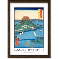 Artery8 Sakurajima Osumi Province Utagawa Hiroshige Japan Woodblock Classic Collection Artwork Framed Wall Art Print A4 in Brown