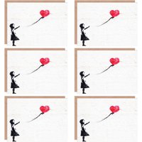 Artery8 Banksy Balloon Graffiti Love Heart Greeting Cards With Envelopes Pack of 6 in Off-White