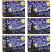 Artery8 Starry Night Vincent Van Gogh Old Master Painting Greeting Cards With Envelopes Pack of 6 in Blue