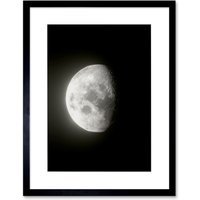 Artery8 Wall Art Print Lunar Phases Waning Gibbous Moon Space Astronomy Artwork Framed 9X7 Inch in Black | Size: W7" x H9"
