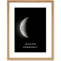 Artery8 Wall Art Print Phases of the Moon Astronomy Waning Crescent Lunar Space Poster Artwork Framed 9X7 Inch in Beige | Size: W7" x H9"