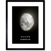 Artery8 Wall Art Print Phases of the Moon Astronomy Waxing Gibbous Lunar Space Poster Artwork Framed 9X7 Inch in Black | Size: W7" x H9"