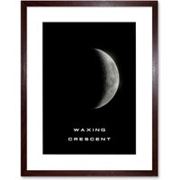 Artery8 Wall Art Print Phases of the Moon Astronomy Waxing Crescent Lunar Space Poster Artwork Framed 9X7 Inch in Brown | Size: W7" x H9"