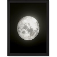 Artery8 Lunar Phases Full Moon Space Astronomy Artwork Framed Wall Art Print A4 in Black