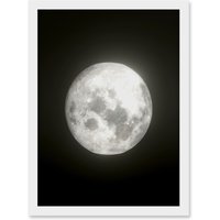 Artery8 Lunar Phases Full Moon Space Astronomy Artwork Framed Wall Art Print A4 in White