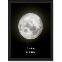Artery8 Phases of the Moon Astronomy Full Moon Lunar Space Poster Artwork Framed Wall Art Print A4 in Black