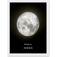 Artery8 Phases of the Moon Astronomy Full Moon Lunar Space Poster Artwork Framed Wall Art Print A4 in White