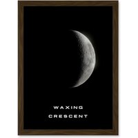 Artery8 Phases of the Moon Astronomy Waxing Crescent Lunar Space Poster Artwork Framed Wall Art Print A4 in Brown