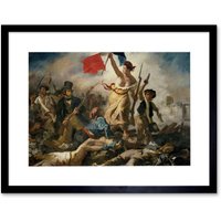 Artery8 Wall Art Print Eugène Delacroix July 28 1830 Liberty Leading The People Revolution Reproduction Painting Artwork Framed 9X7 Inch