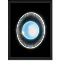 Artery8 NASA James Webb Space Telescope Zoomed In Uranus Planet Rings NIRCam Artwork Framed Wall Art Print A4 in Black